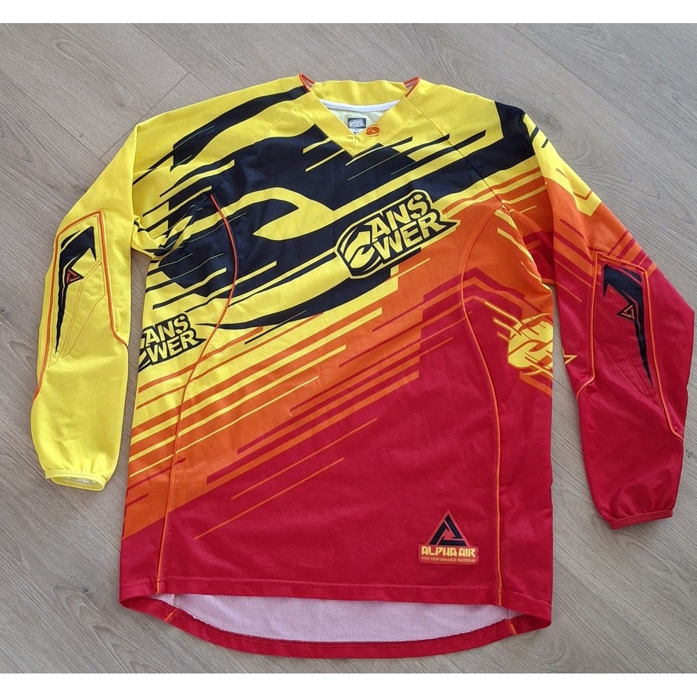 Answer Racing Motocross Jersey XL Black Yellow Red Alpha Air Long Sleeve